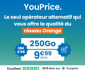 🔥 Youprice (Orange), illimité/250Go en 5G à 10€/mois (sans limite)