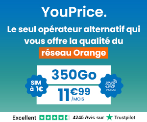 🔥 Youprice, illimité/350Go en 5G à 12€/mois (sans limite)